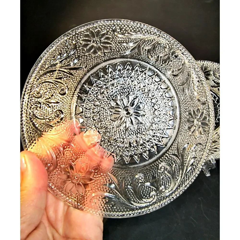 1661. Clear Glass Depression Era Dessert or Sherbet Plate